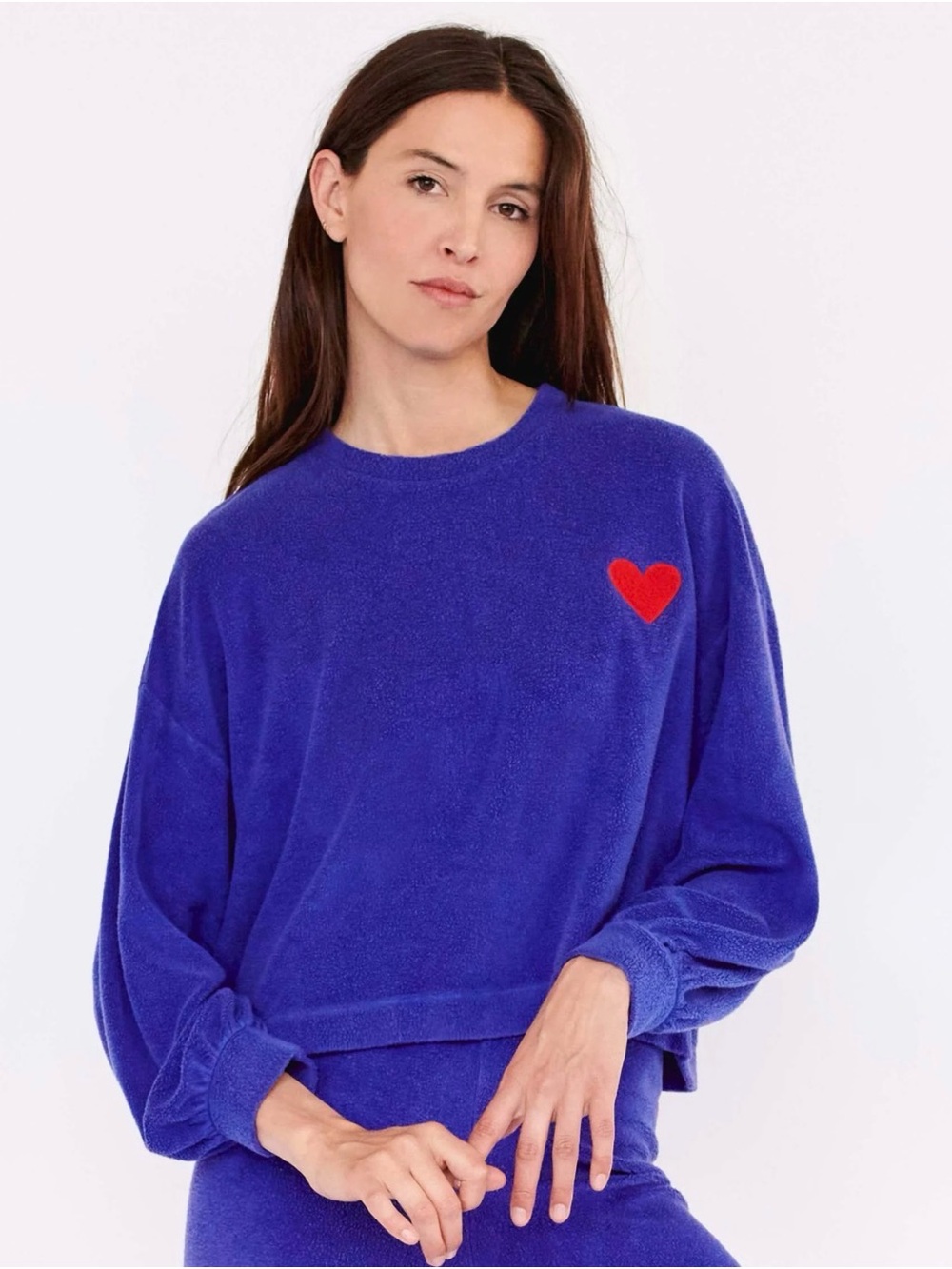 Sundry Clothing Heart Faux Sherpa Crewneck Sweatshirt 2